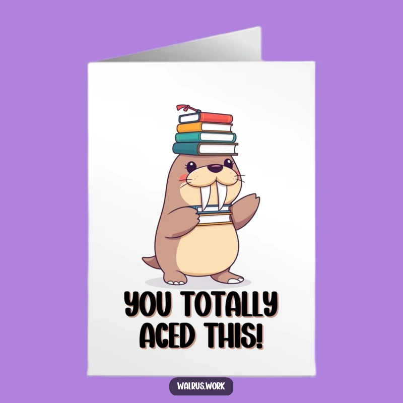 Free Printable Congrats Card: Playful Walrus Office Balance Funny Gift