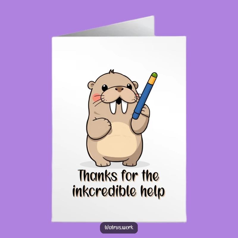 Free Printable Thank You Card: Amusing Walrus Pen Game - DIY Gratitude