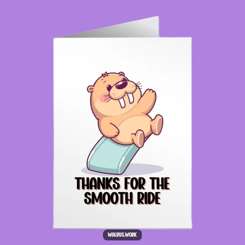 Free Printable Thank You Card: Cheerful Walrus Office Slide Downloadable Gift