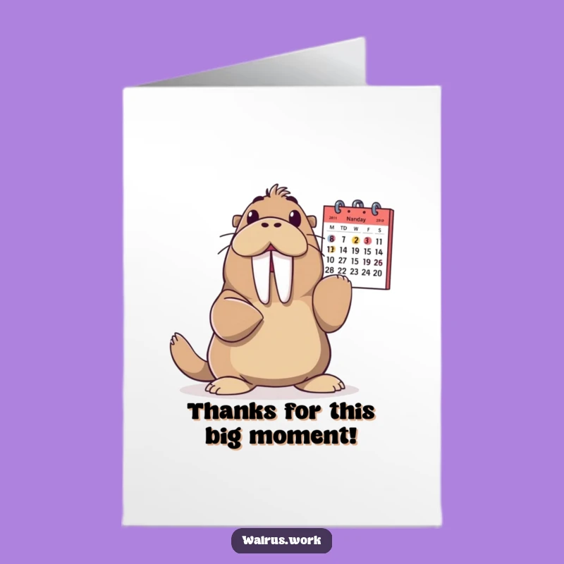 Free Printable Thank You Card: Grateful Walrus Calendar Mark, Downloadable & Print at Home