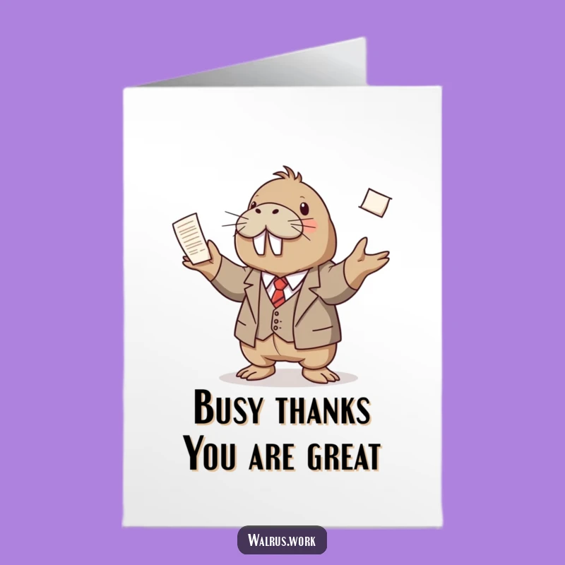 Free Printable Thank You Card: Organized Walrus Juggler - Downloadable & Print at Home