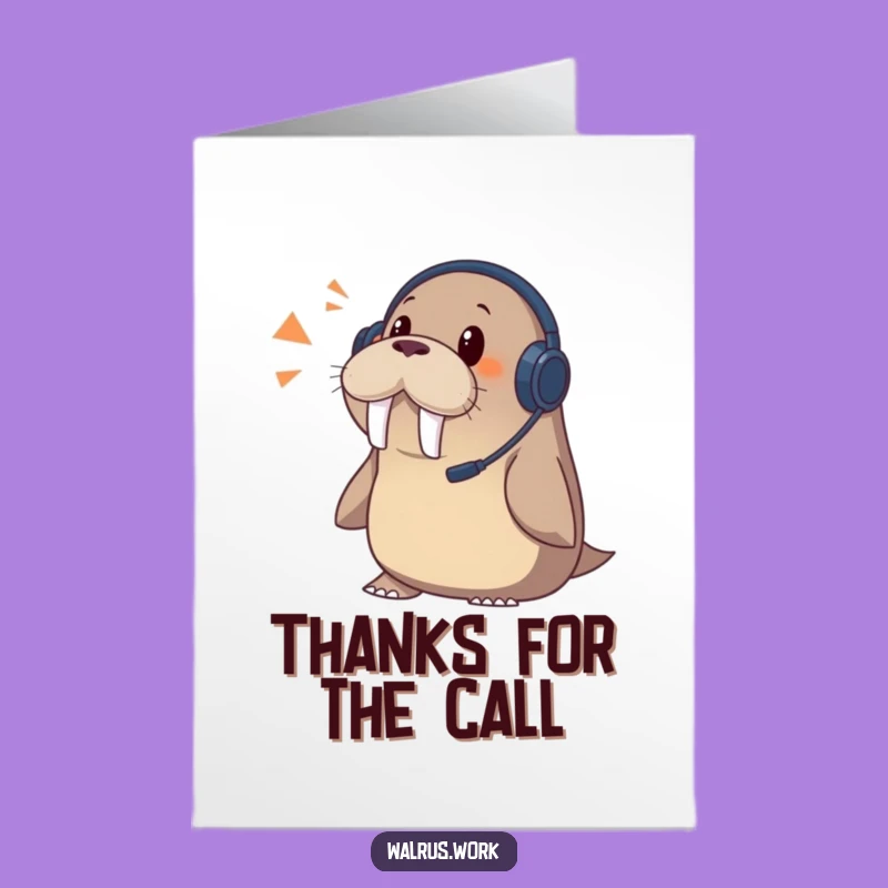 Free Printable Thank You Card: Walrus Headset - Surprise Gratitude Download