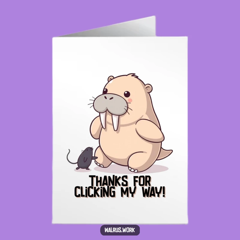 Free Printable Thank You Card: Walrus Mouse Pointer Thanks, Downloadable & Print at Home