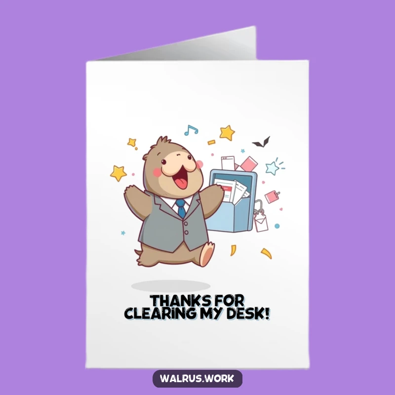 Free Printable Thank You Card: Walrus Office Hero Downloadable