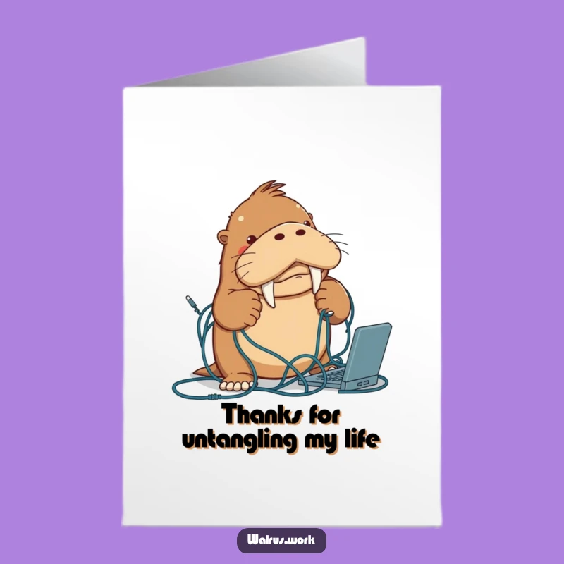 Free Printable Thank You Card: Walrus Thanks for Untangling Life's Messes