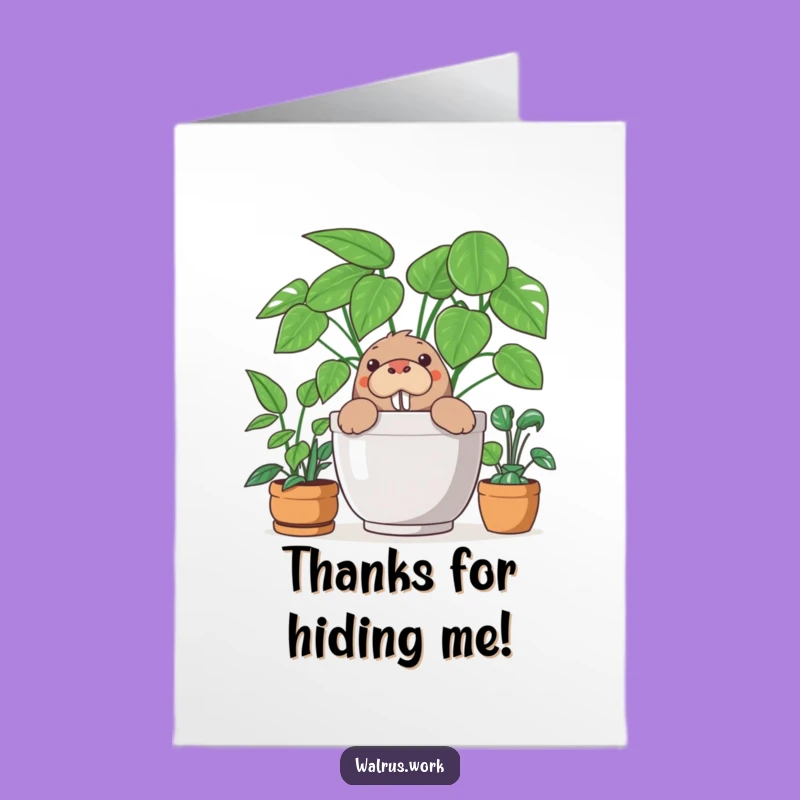 Free Printable Walrus Thank You Card: Funny Office Peek Downloadable Gift
