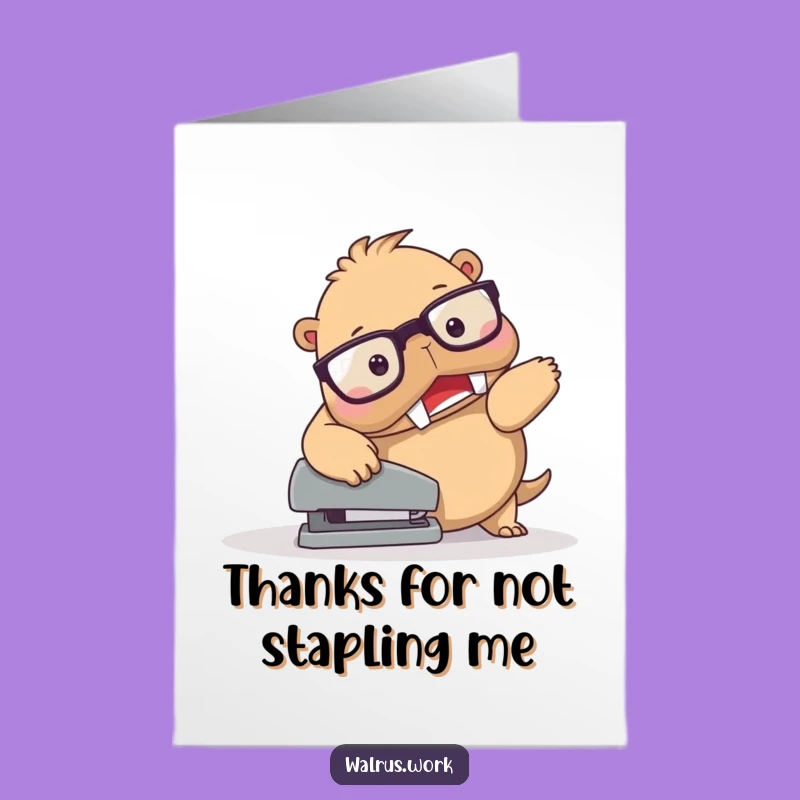 Funny Free Printable Walrus Thank You Card - DIY Office Apology Downloadable Gift