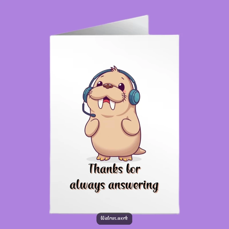 Surprised Walrus Thank You Card - Free Printable Downloadable Gift