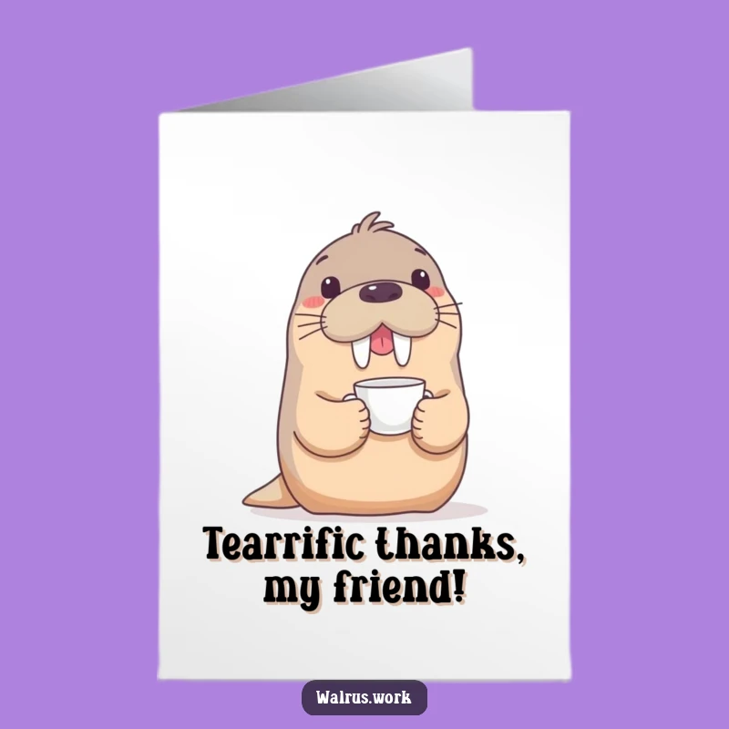 Free Printable Walrus Thank You Card: Funny Delicate Thanks Downloadable Gift