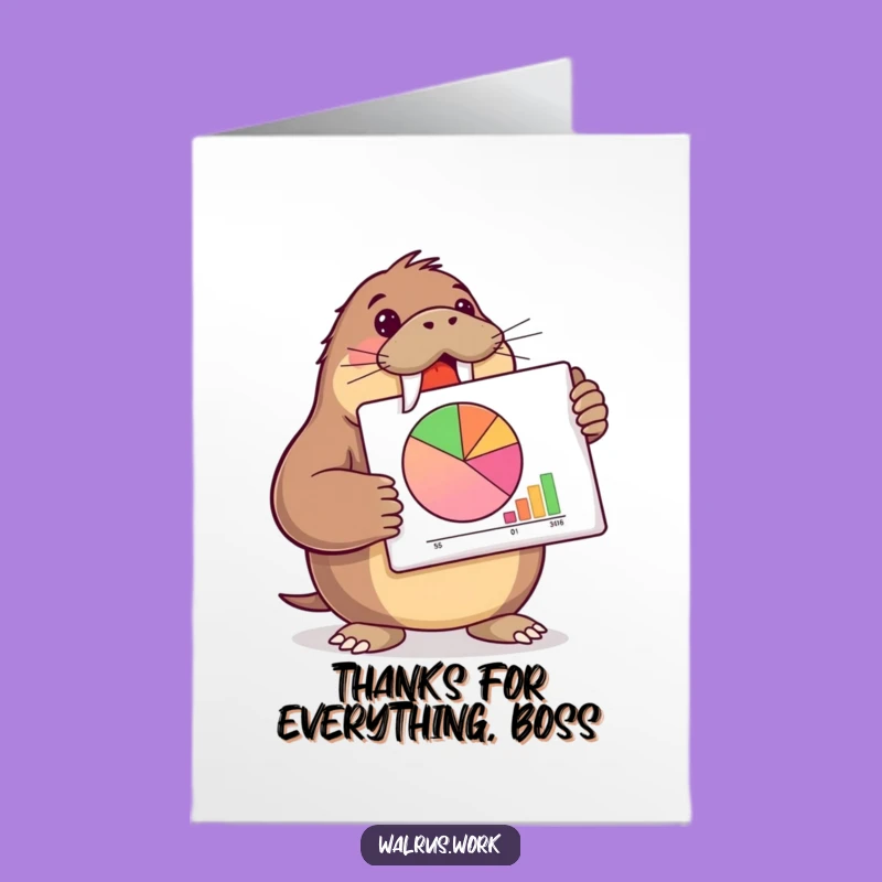 Grateful Walrus Pie Chart Free Printable Thank You Card - Funny Downloadable