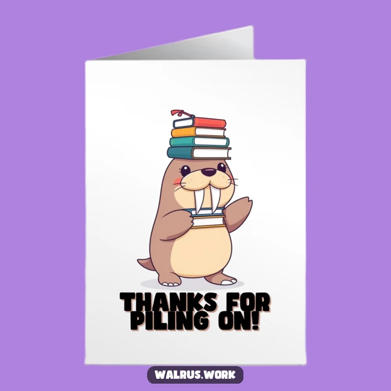 Free Printable Thank You Card: Playful Walrus Office Humor Downloadable