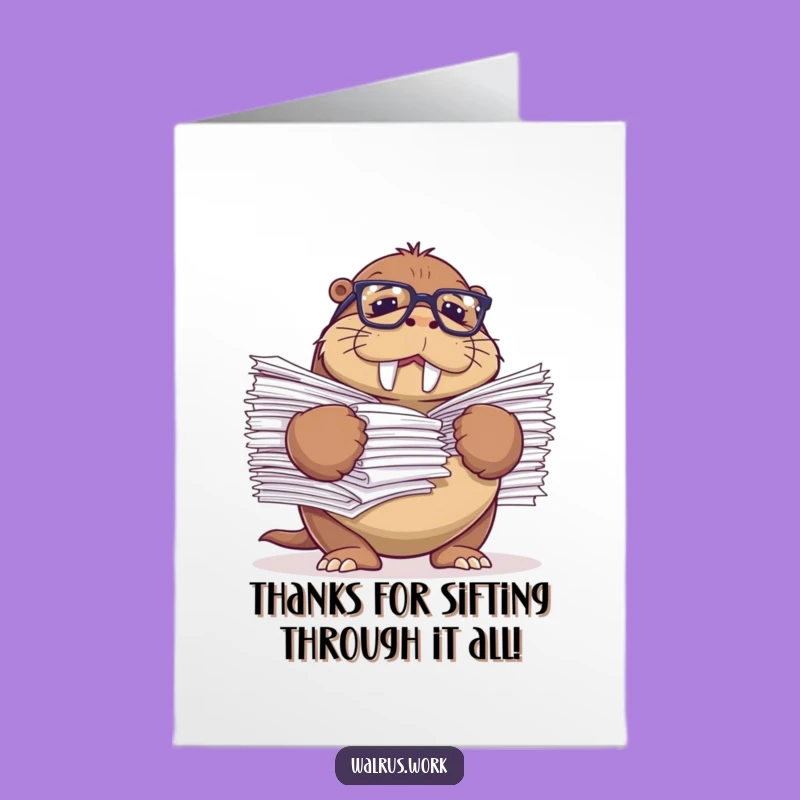 Free Printable Thank You Card: Stressed Walrus Funny Downloadable Gift for Big Favors!