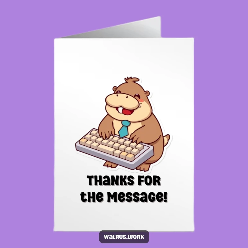 Free Printable Thank You Card: Walrus Typing, Tiny Tie Thanks