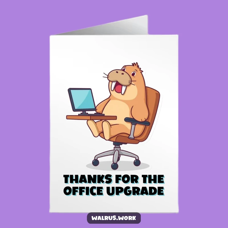 Free Printable Thank You Card: Amusing Walrus Office Chair Ride - DIY Gratitude
