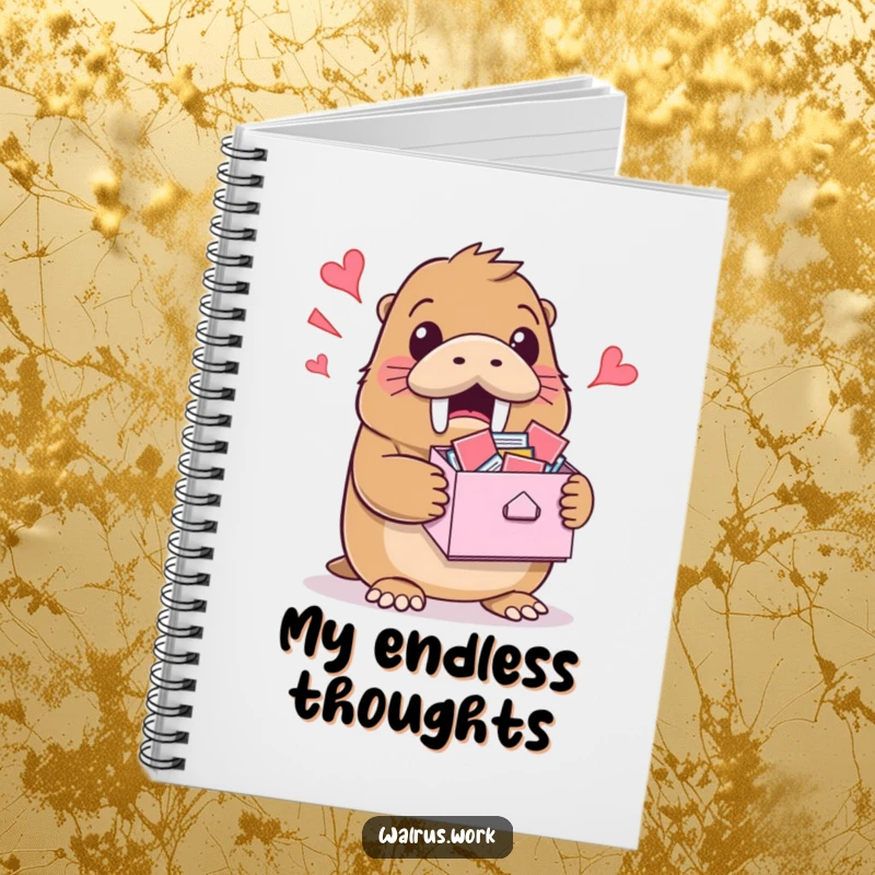 Funny notebook with a walrus holding an overflowing inbox, great for managing tasks with a smile.