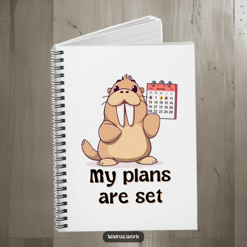 Funny Walrus Notebook: An enthusiastic walrus points at a calendar, bringing dramatic flair and humor to this note-taking companion.
