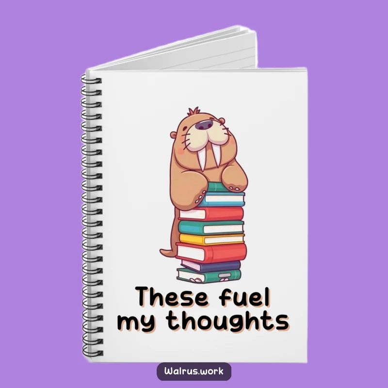 Funny Walrus Notebook: Book Stack Balance for Notes, Reader Gift