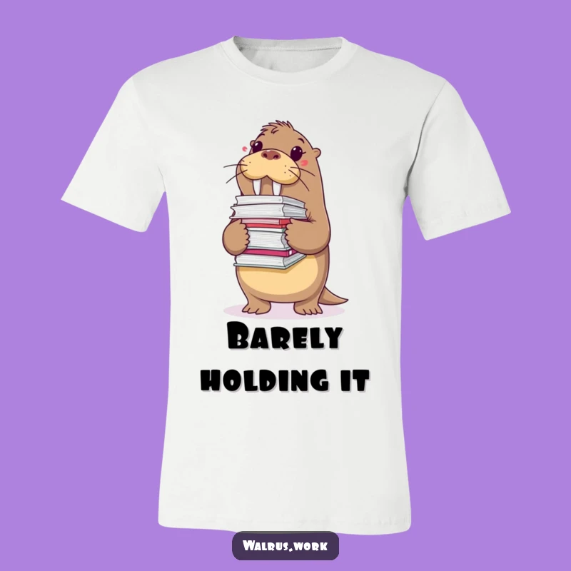 Funny File Walrus T-Shirt: Overwhelmed Worker Tee, Ideal Funny Gift