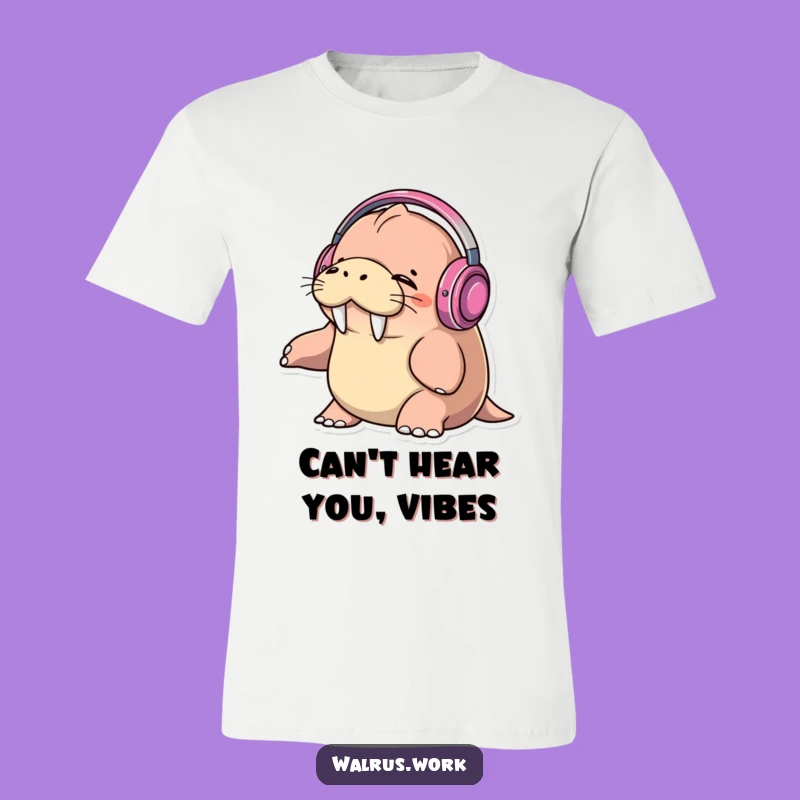 Funny Walrus DJ T-Shirt: Hilarious Headphones Music Lover Tee, Cool Gift