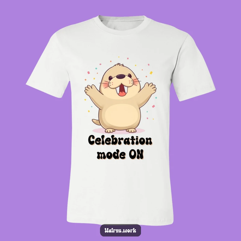 Funny Walrus Party T-Shirt: Cheerful Arctic Animal Confetti Tee