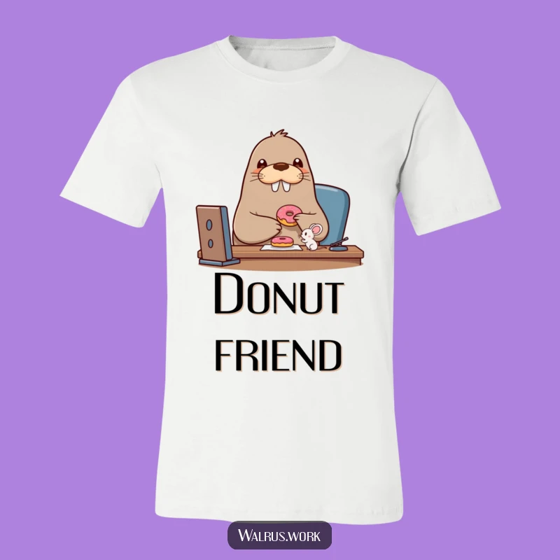 Funny Walrus Donut Buddies T-Shirt: Sweet Friendship Humor, Great Gift!