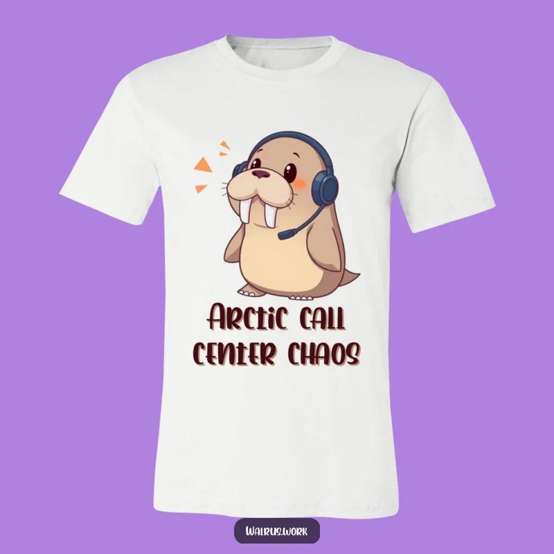 Funny Walrus Headset T-Shirt: Surprised Call Design, Hilarious Gift Tee
