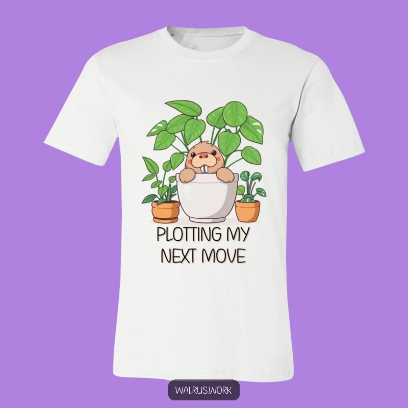 Funny Walrus Plant Sneak T-Shirt: Hilarious Office Hide-and-Seek Tee!