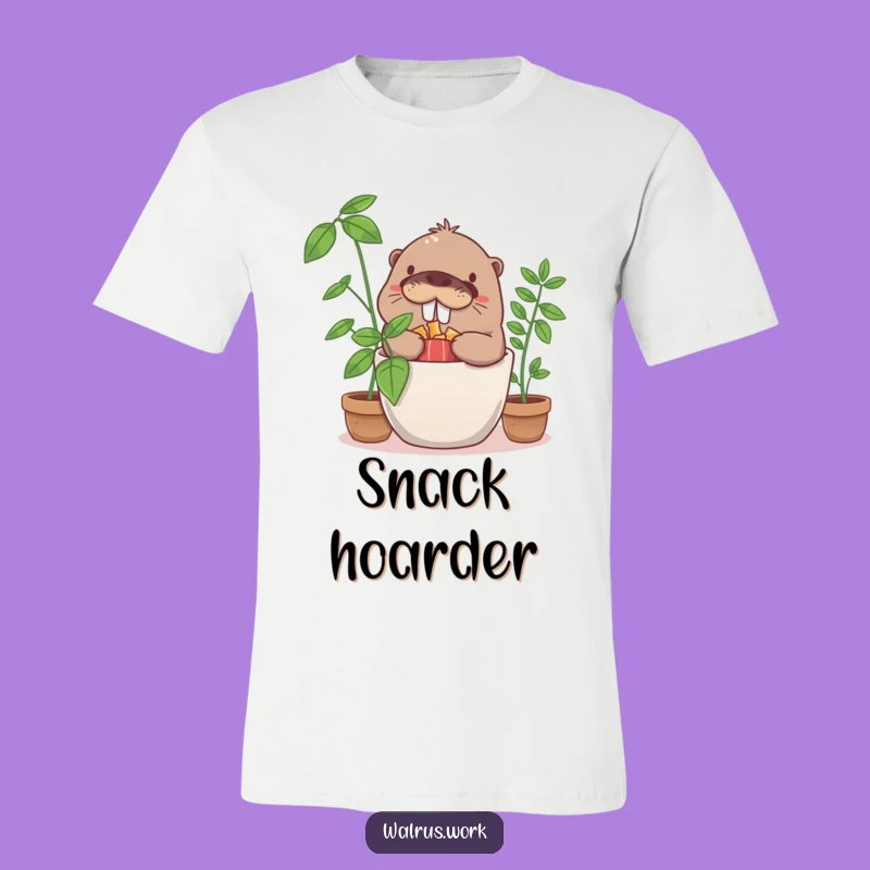 Funny Walrus Snack Hoarder T-Shirt: Giggle-Inducing Hide and Seek, Gift