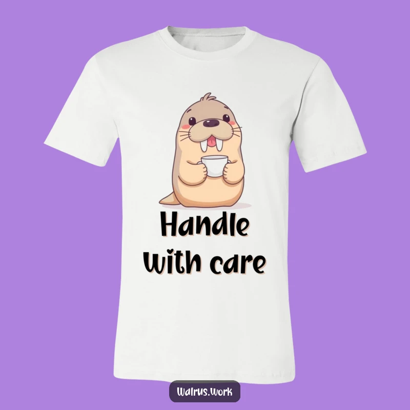 Funny Walrus Tea Balance T-Shirt: Hilarious Delicate Humor Tee!