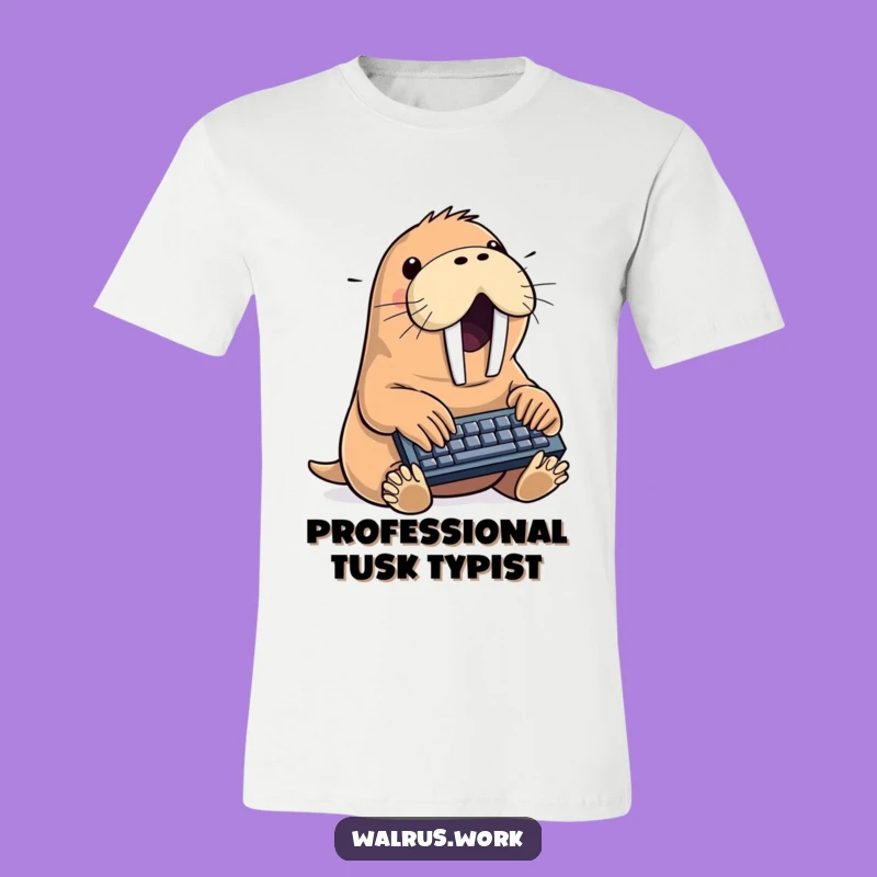 Funny Walrus Typing T-Shirt: Excited Sea Mammal Keyboard Fanatic, The Ultimate Gag Gift Tee!