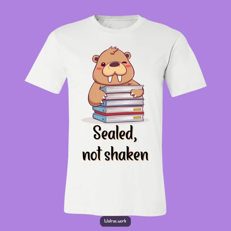Funny Winking Walrus File Peeker T-Shirt: Hilarious Office Humor Apparel