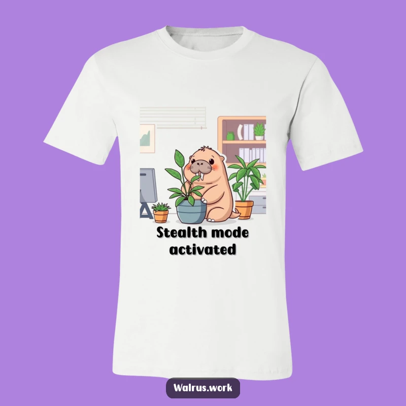 Funny Office Walrus T-Shirt - Playful Hide & Seek Tee