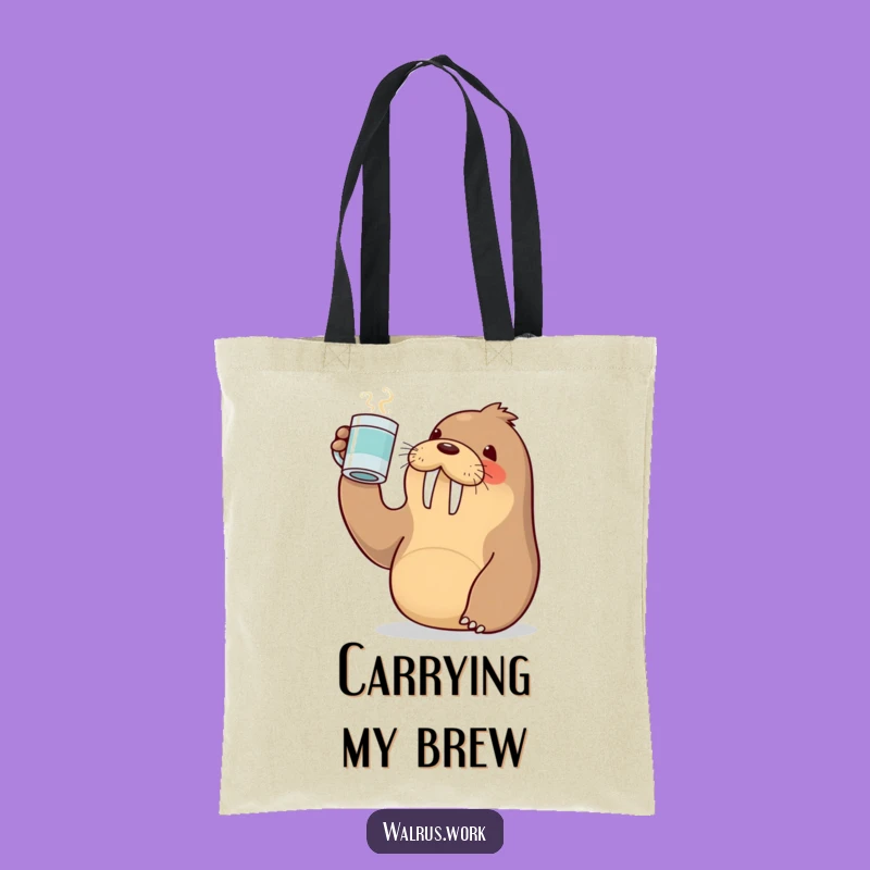 Funny Kawaii Walrus Coffee Toast Tote Bag - Carry Your Cheers Hilariously!
