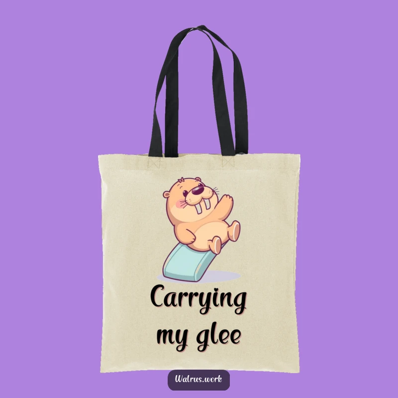 Funny Office Slide Tote Bag: Carry Your Fun with a Sliding Walrus