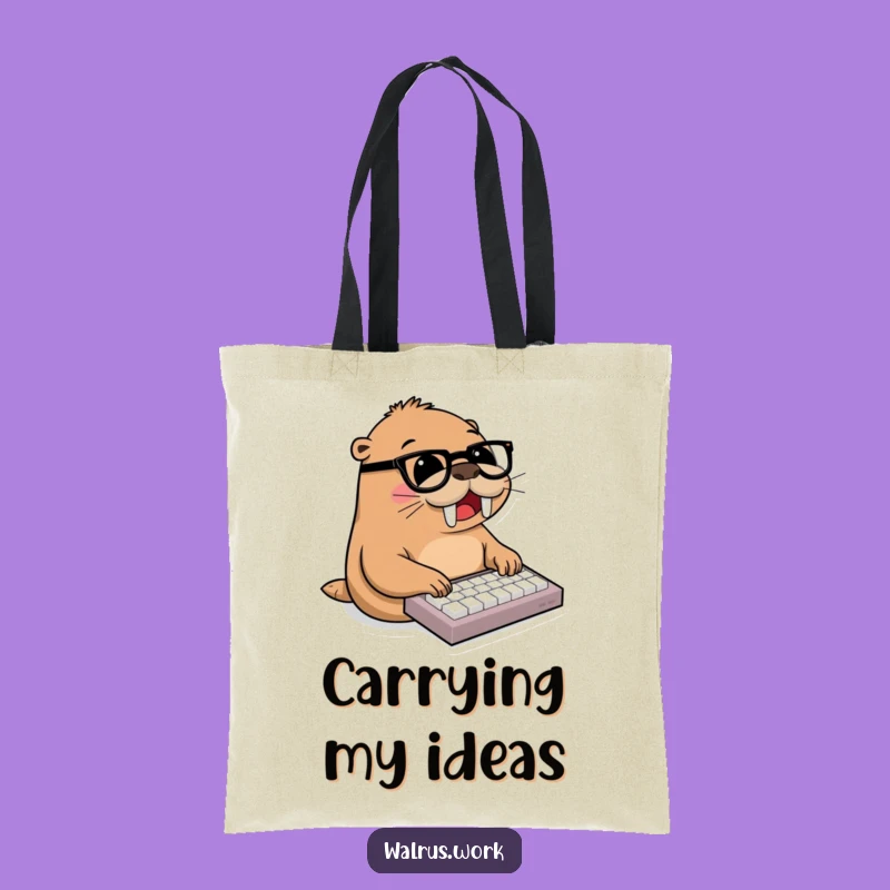 Funny Walrus Typing Keyboard Tote Bag - Hilarious Office & Accessory