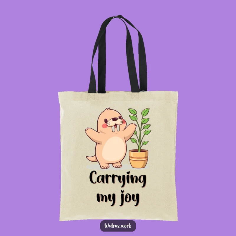 Funny Kawaii Walrus Plant Dance Tote Bag - Carry Your Joy Hilariously!