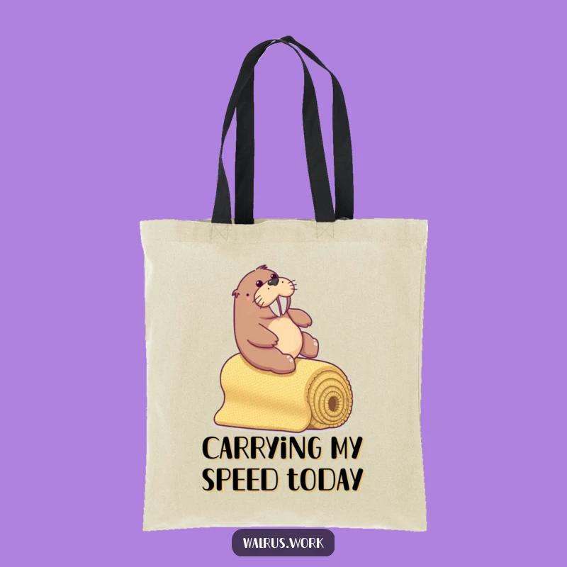 Funny Walrus Tote Bag - Office Carpet Slide Accessory, Hilarious Adventure Gift