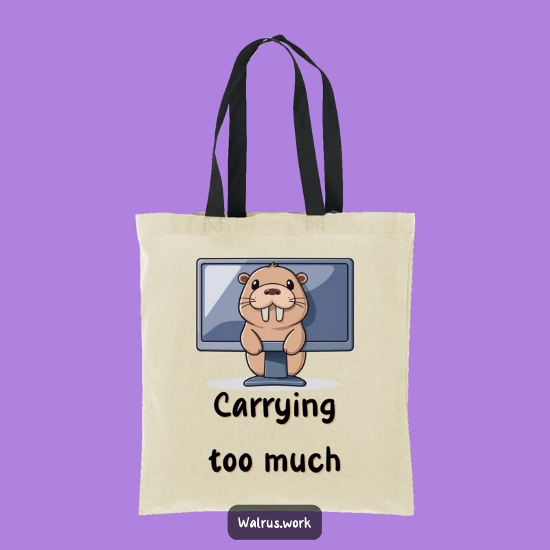 Funny Tech Walrus Tote Bag: Carry Your Digital Life - Hilarious IT Support Bag Gift