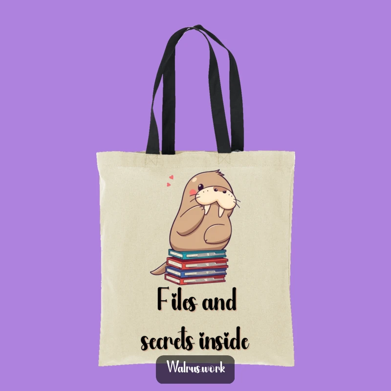 Funny Shushing Walrus Tote Bag - Hilarious Office Essential