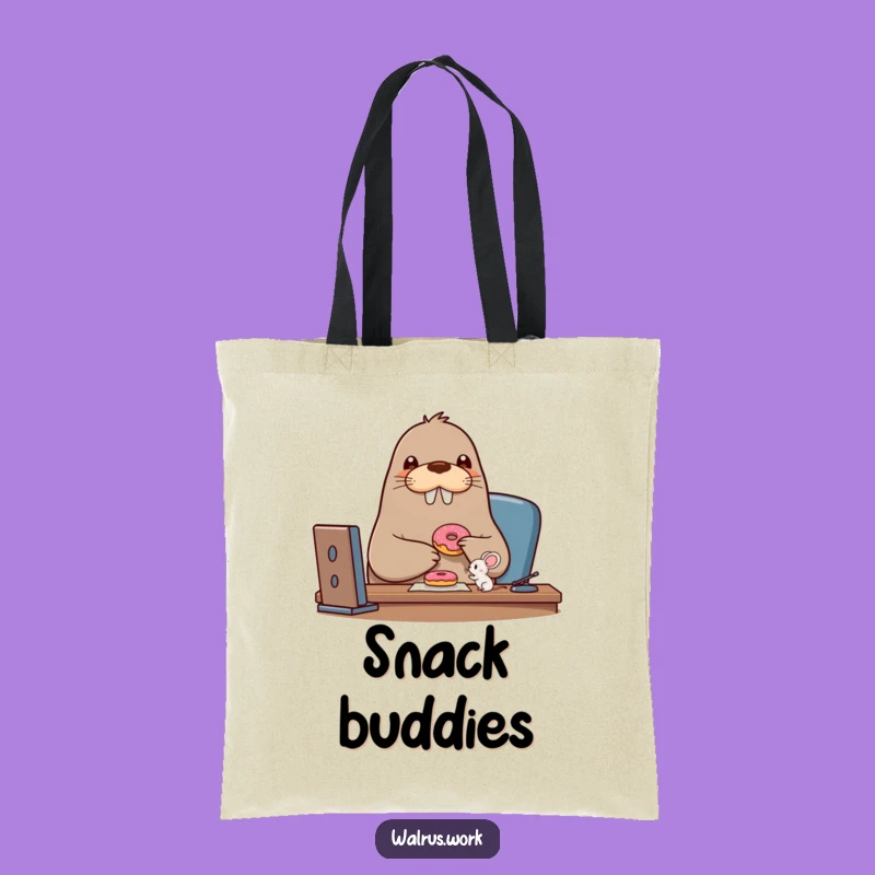 Funny Walrus Donut Tote Bag: Carry Friendship & Fun, Great Gift!