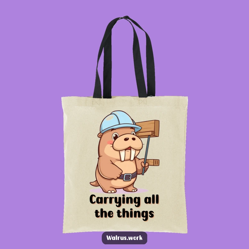Funny Walrus Hard Hat Tote Bag: Carry Your Essentials with Hilarious Stability
