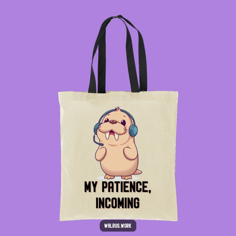 Funny Walrus Headset Tote Bag: Surprise Call Carry-All, Chic & Hilarious Gift