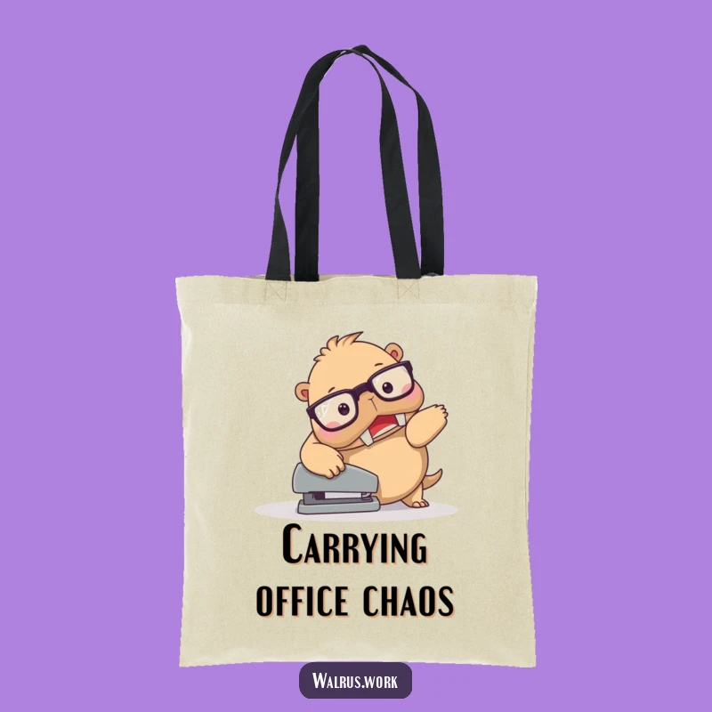 Funny Walrus Stapler Trip Tote Bag - Clumsy Carryall, Perfect Funny Gift