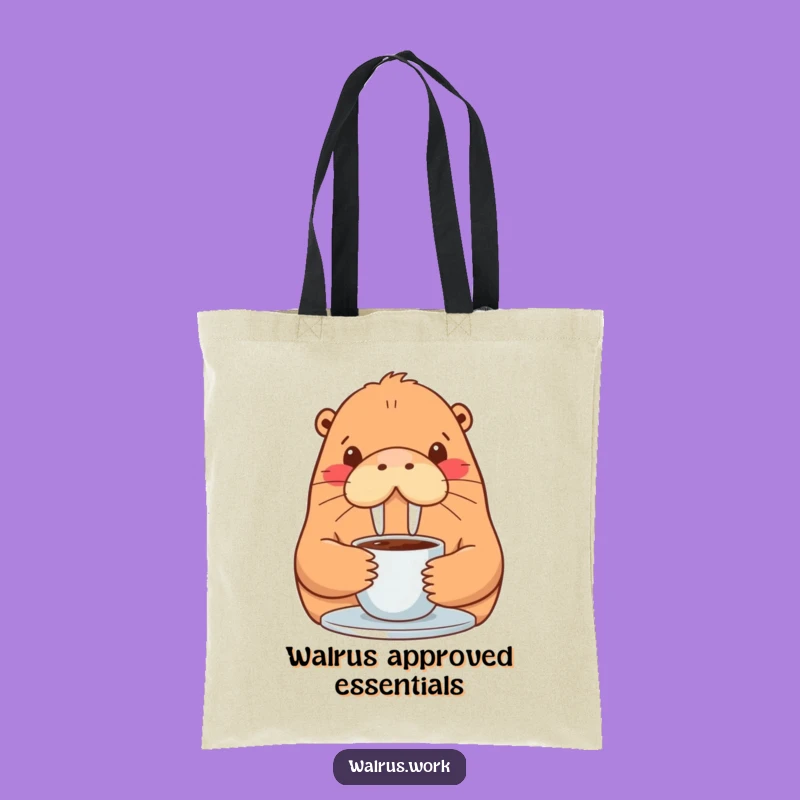 Funny Walrus Tote Bag: Coffee Sip Design, Stylish and Humorous Carry-all