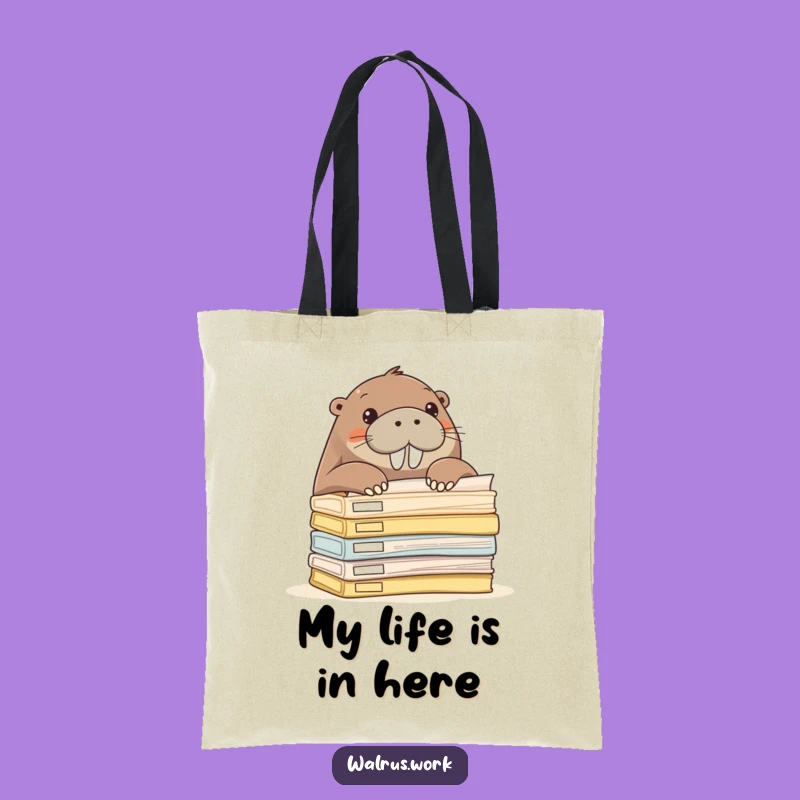 Funny Walrus Tote Bag - Curious Office Peek Accessory, Hilarious Work Bag Gift