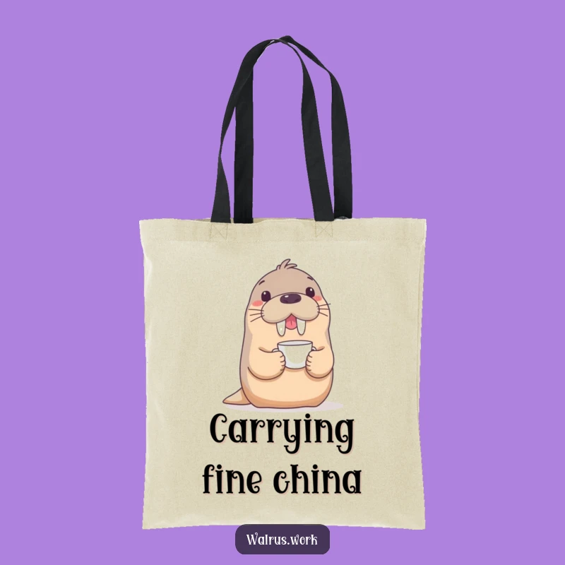 Funny Walrus Tote Bag: Hilarious Accessory for Tea Connoisseurs!