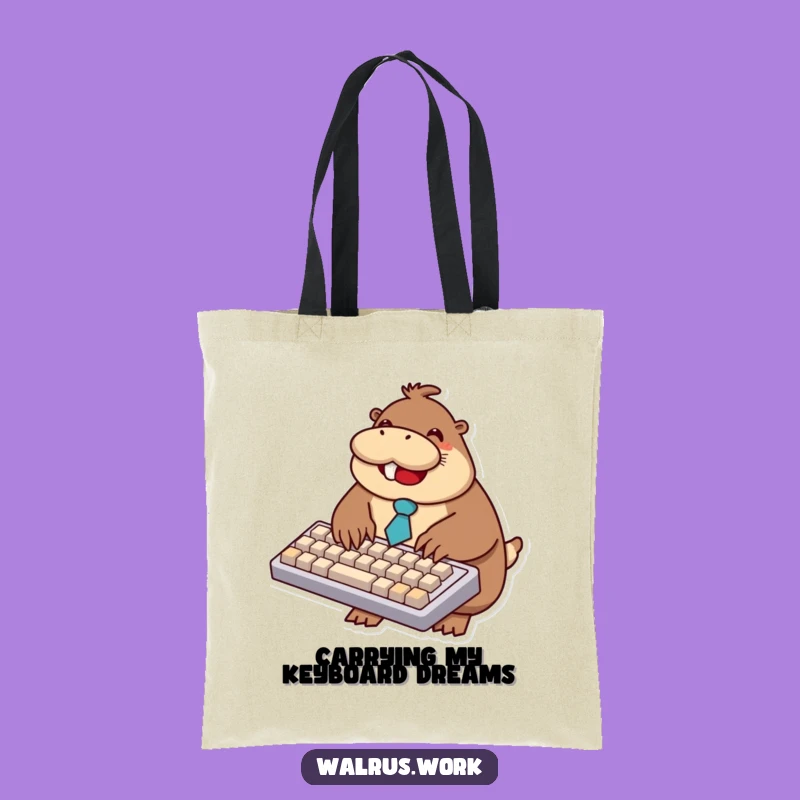 Funny Walrus Typing Tote Bag: Carry Your Work Essentials in Style
