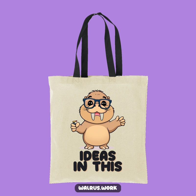 Funny Walrus Glasses Whiteboard Tote Bag: Carry Your Smarts with Hilarious Style