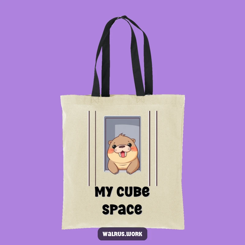 Funny Walrus Cubicle Peek Tote Bag: Carry Your Essentials with Hilarious Office Flair